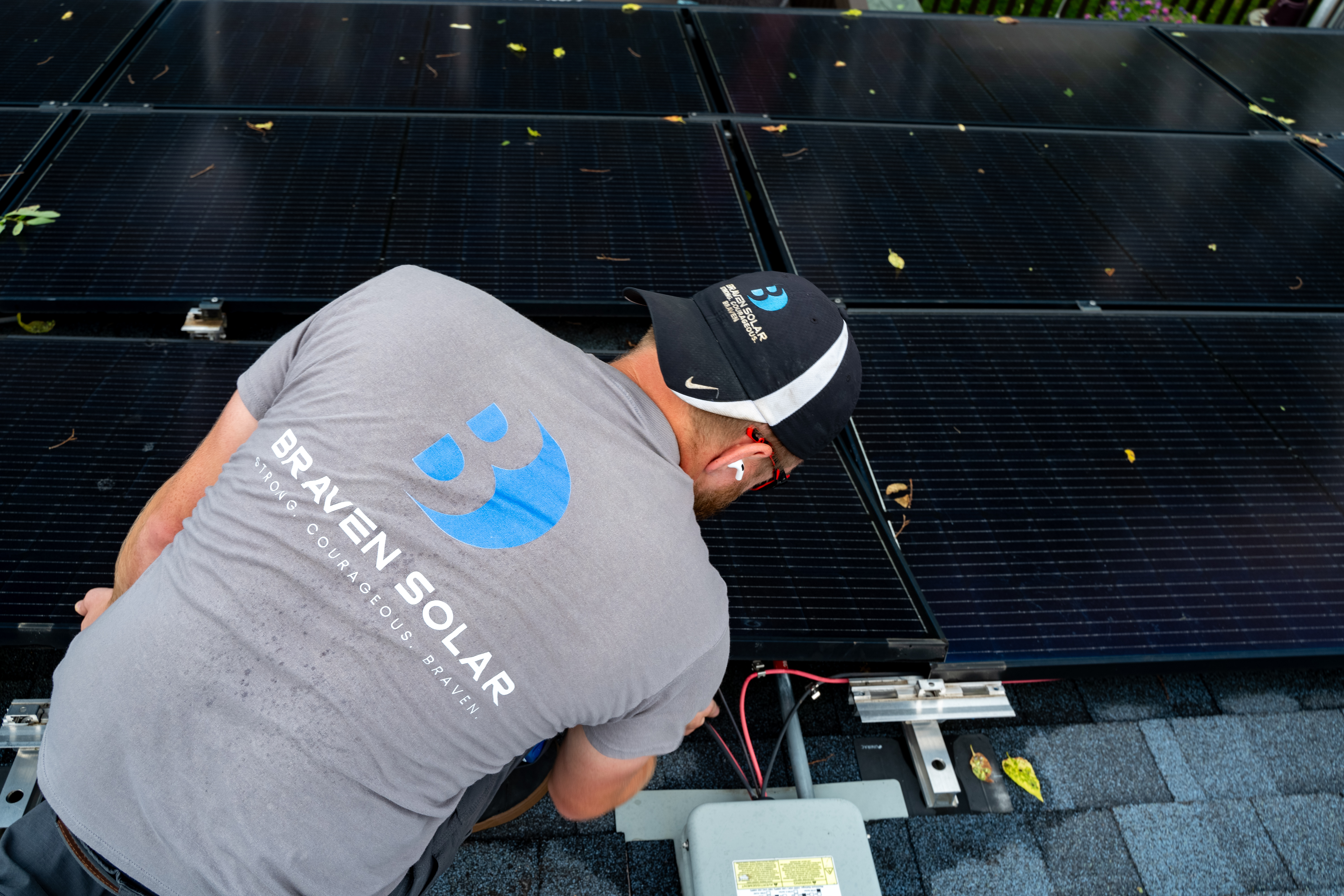Braven Solar technician working on residential solar service and maintenance
